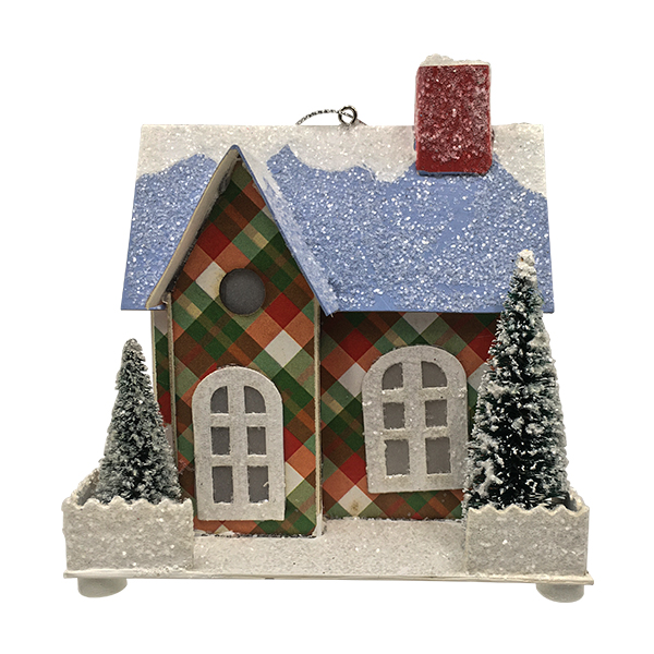 House ornaments w/LED light- 2 tree.