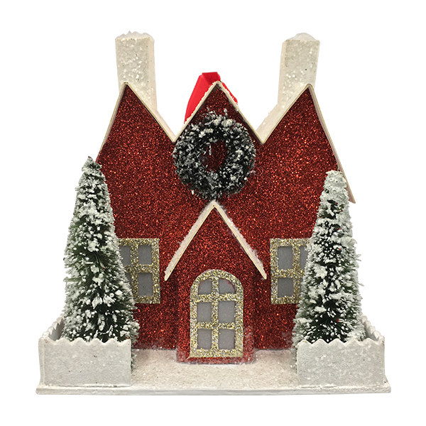 House ornaments w/LED light-2 tree & Wreath