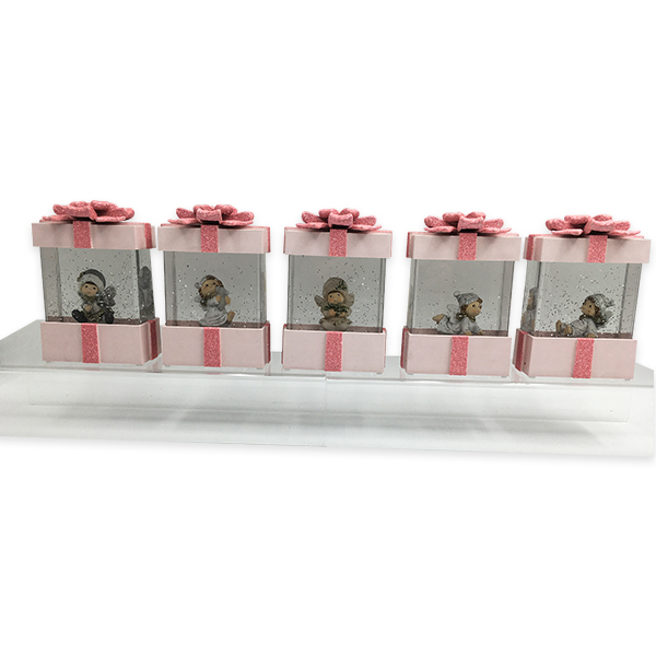  Gift box Housing : Boy Or Girl figurine w/ LED Light. (inside have Glitter can move)
