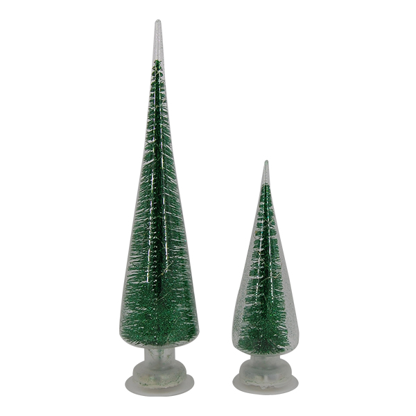 GLASS TRIANGLE TREE DECORTION, 2 SIZE ASST.
