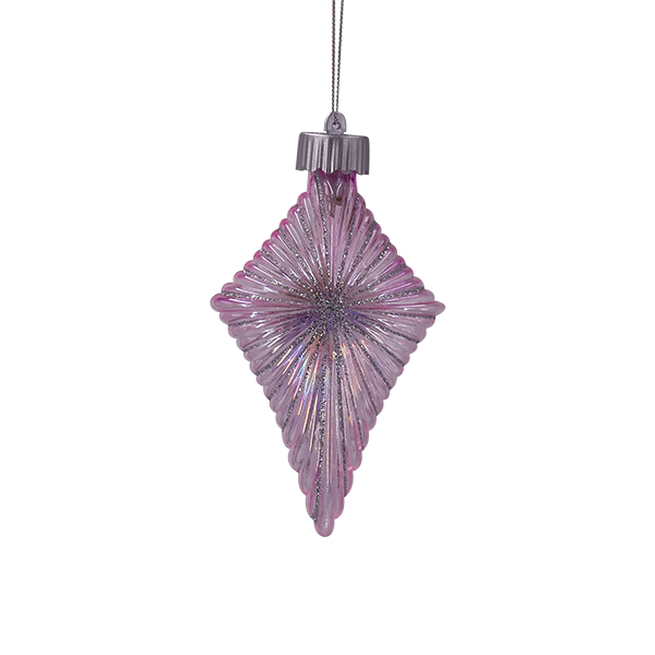 GLASS HAND PAINTING GLASS ORNAMENTS W/WARM LED LIGHT, 3 SHAPES ASST-PURPLE